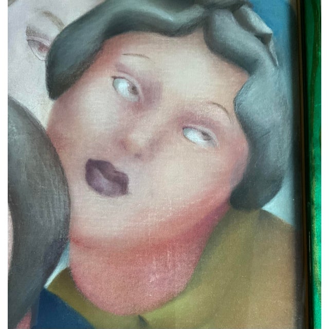 Jeanne Marie Cornélius, Modernist Figurative, 1970s, Pastel and Fabric For Sale - Image 4 of 9