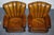Antiques of London Vintage Pair of Art Deco Style Hand-Dyed Leather Shell Armchairs A striking vintage pair of Art Deco...