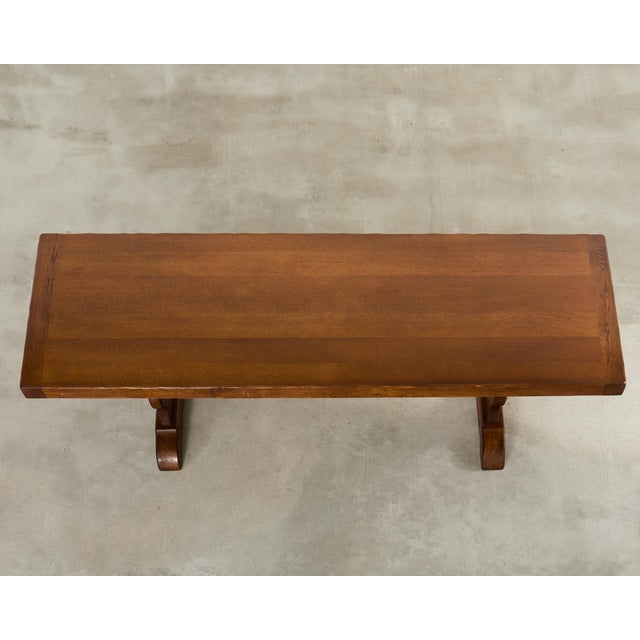 Country French Provincial Oak Farmhouse Trestle Dining Table 9 Ft For Sale - Image 4 of 18