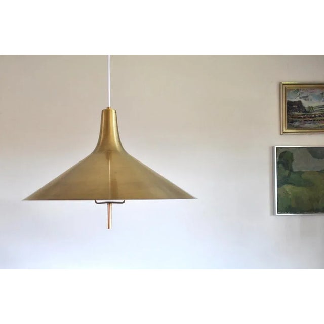 Danish Mid-Century Modern Brass Counterweight Pendant in the Style of Paavo Tynell, 1950s For Sale - Image 4 of 10