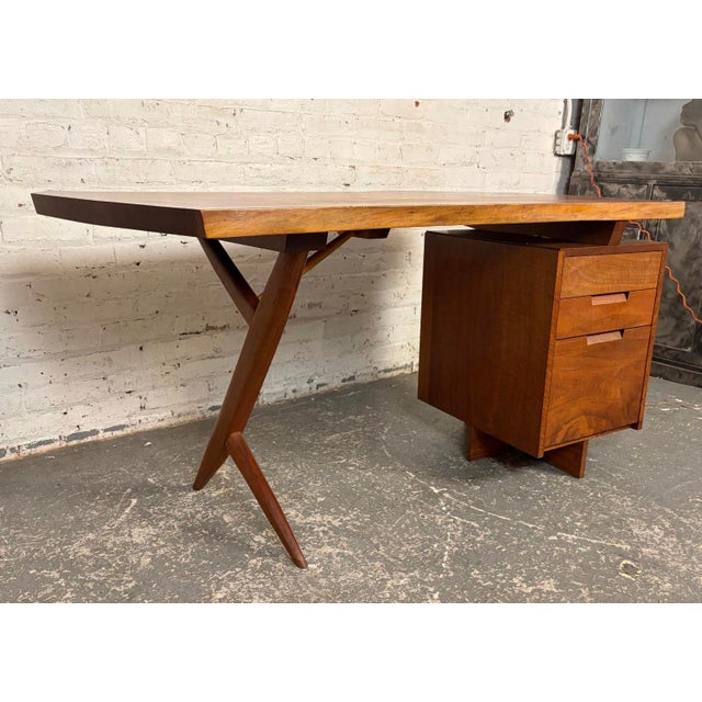 Mid-Century Modern Late 20th Century Mira Nakashima 'Conoid' Walnut Desk Signed For Sale - Image 3 of 14