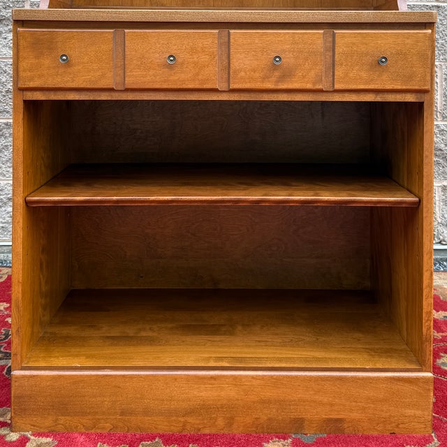 Vintage Ethan Allen American Traditional Heirloom Nutmeg Maple 2 Piece Wall Unit / Bookcase For Sale - Image 9 of 17