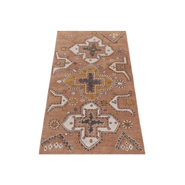 Tribal Rug & Kilim’s Tribal Style Rug in Rust With Gold and White Medallion Patterns For Sale - Image 3 of 7