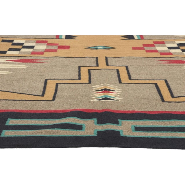 Navajo Indian Art Southwestern Navajo-Style Rug With Storm Pattern - 09'02 X 12'02 For Sale - Image 4 of 9