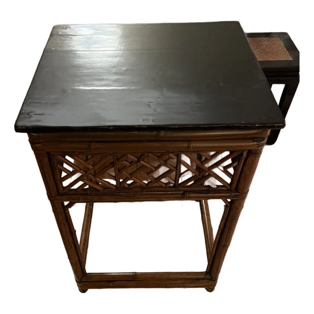 Antique Chinese Bamboo Tall Side Table For Sale