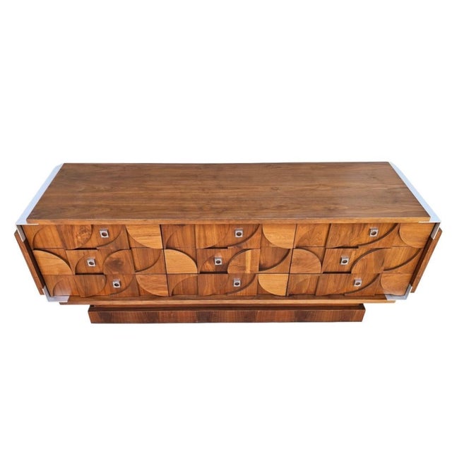 Mid Century Mosaic Brutalist Modern Walnut Dresser by Tobago For Sale In Los Angeles - Image 6 of 18