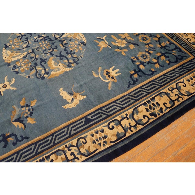 Chinese Majestic Blue and Ivory Color With Animalistic and Florid Design Antique Chinese Peking Rug For Sale - Image 3 of 12