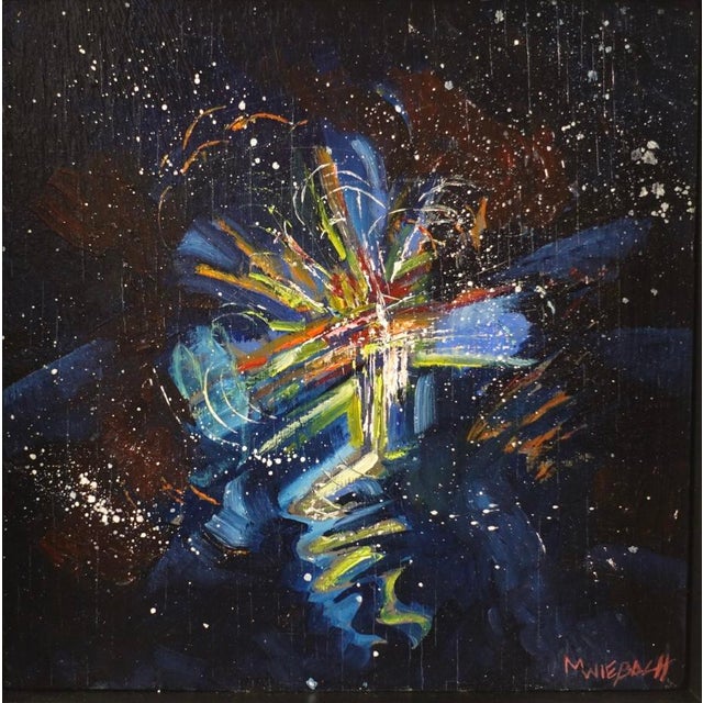 Proton by Michael Wiebach, Original oil painting in shadowbox. 10inX10inX2in