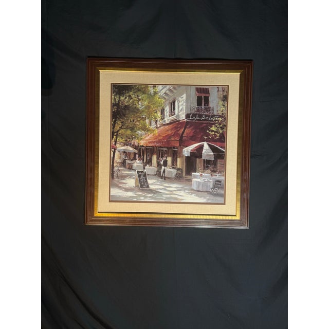 Street Art Late 20th Century Framed Parisian Bistro Street Scene Wall Art For Sale - Image 3 of 5