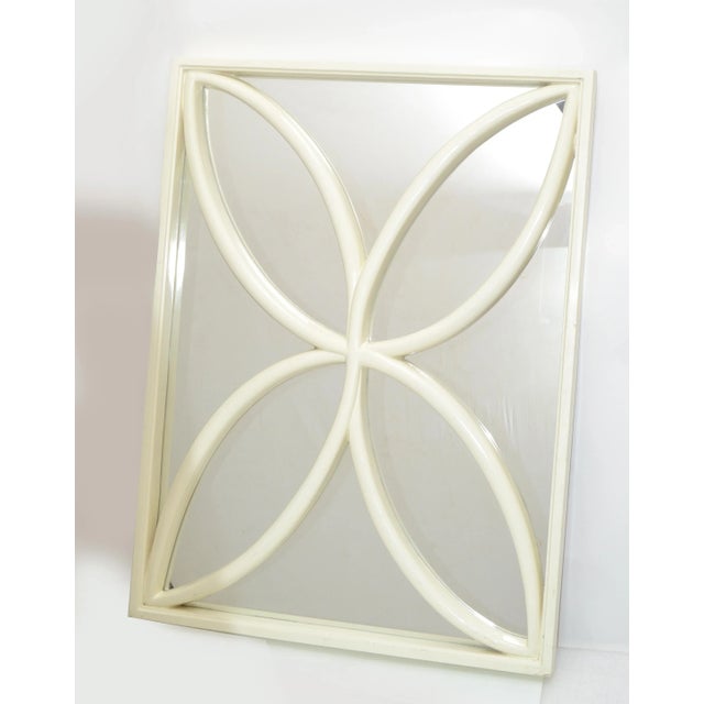 Hollywood Regency 1970 Faux Bois Hand Carved Wood Wall Mirror Hollywood Regency Off-White, Italy For Sale - Image 3 of 12