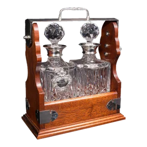 1990s Vintage English Hallmarked Silver Locking Spirit Tantalus