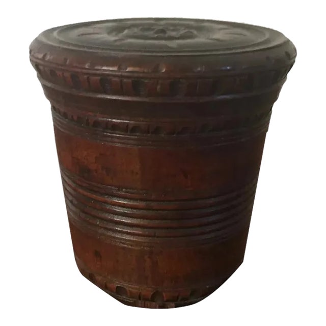Antique Early 19th Century George III Carved and Turned Mahogany Treen Box For Sale