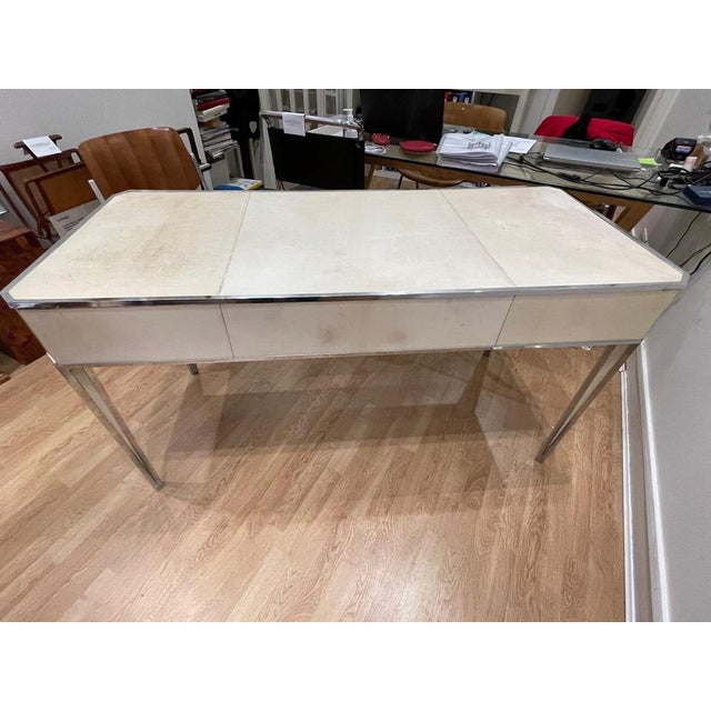 Art Deco Parchment Covered Desk from Primavera, France, 1930s For Sale - Image 10 of 15