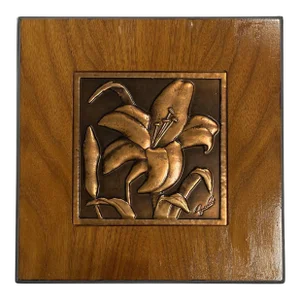 1948 Mid-Century Modern Copper Hand-Hammered Hibiscus Decoration Panel