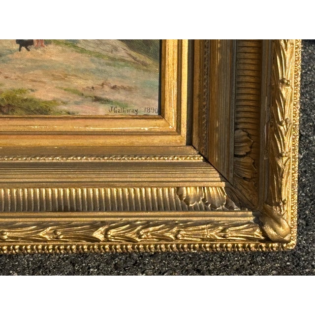 Exceptional + Original 19th C. English School Oil on Canvas in Bold Gilt Frame For Sale - Image 11 of 11
