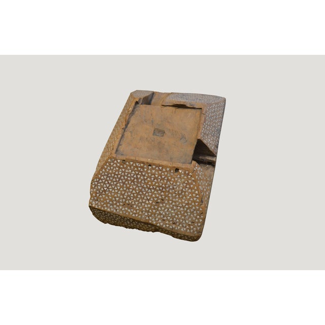 Tribal 1950s Andrianna Shamaris Teak Wood Column Base For Sale - Image 3 of 3