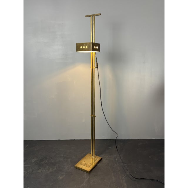 Art Deco Bauhaus Brass Adjustable Floor Lamp in the style of Marcel Breuer, 1980s For Sale - Image 11 of 18