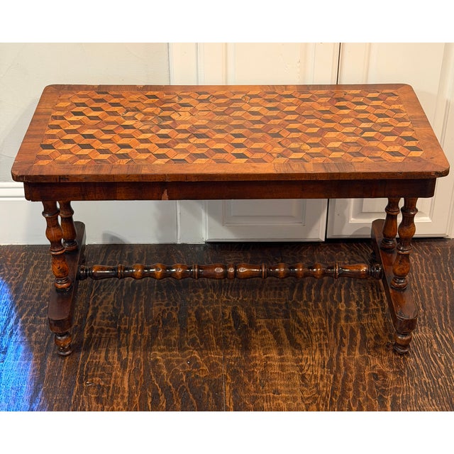 Victorian 19th Century Victorian Tumbling Block Parquetry Low Occasional Table For Sale - Image 3 of 16