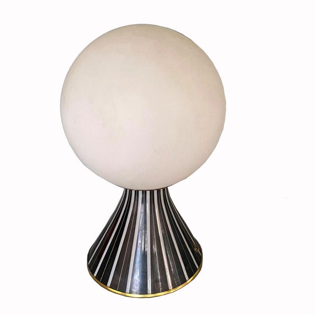 Large Black White Striped Table Globe Light, Italy, 1960s For Sale - Image 15 of 16