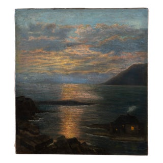 G. Goldberg, Seascape at Sunset, 1800s, Oil on Canvas For Sale