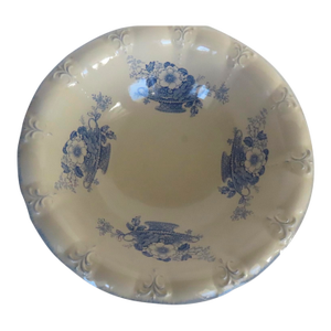 1960s Staffordshire Blue & White Bowl Blakeney Flowers Urn Basket