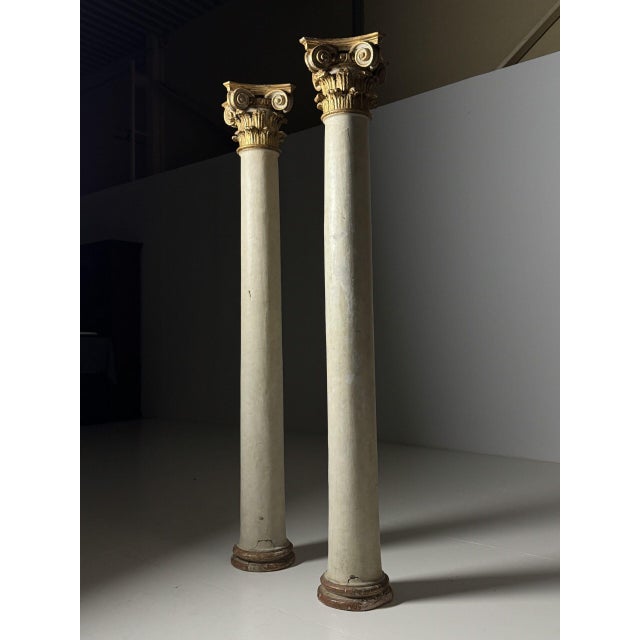 Columns with Gilded Capitals, 18th Century, Set of 2 For Sale - Image 15 of 18