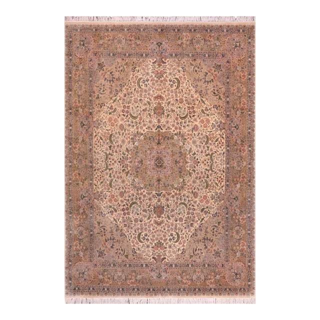 Medallion Heritage 1990's Pak-Persian Beige/Gold Wool Rug - 8'0'' X 10'2'' For Sale