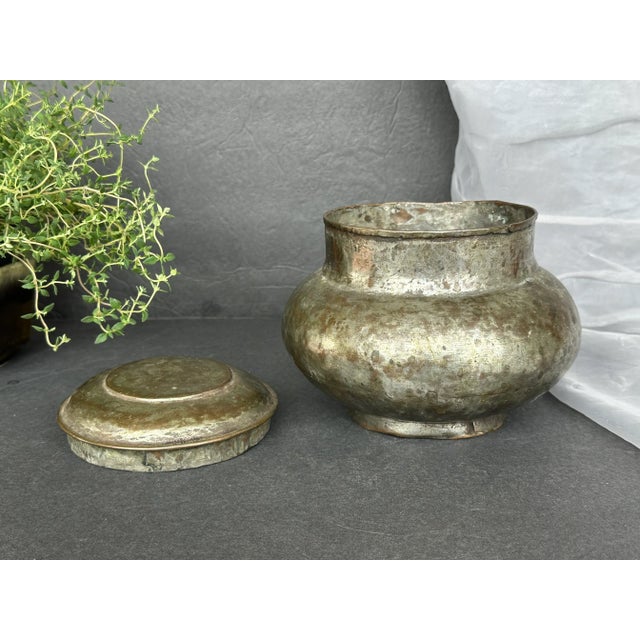 Primitive Antique Metal Container With Lid For Sale - Image 11 of 13