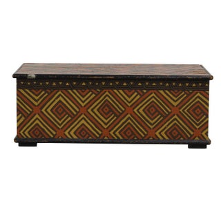 Folk Painted Wood Chest For Sale