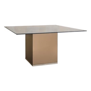 Italian Bronze Mirrored Dining Table Attributed to Gavina, 1975 For Sale