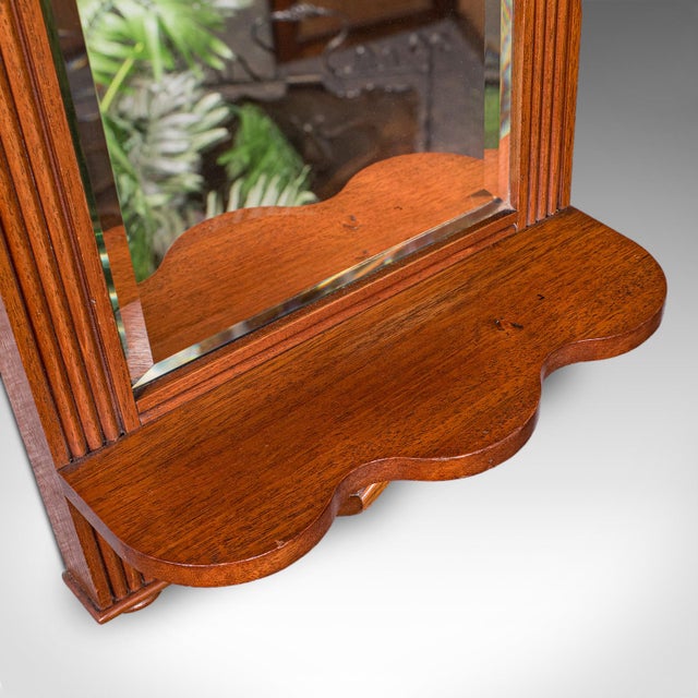 Wood Antique Hallway Mirror, English, Walnut, Glass, Valet, Reception Hall, Edwardian For Sale - Image 7 of 10