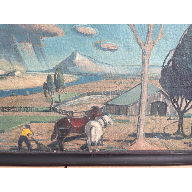1930s 1930’s American Landscape With Horses Oil Painting by by Carl Jensen - Framed For Sale - Image 5 of 7