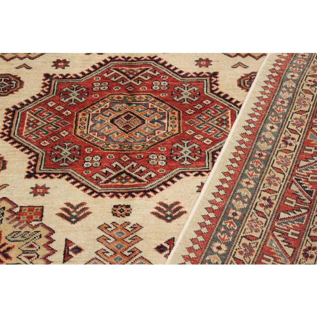 Textile Rustic Super Kazak Beige/Rust Wool Rug - 5'6'' X 8'0'' For Sale - Image 7 of 10