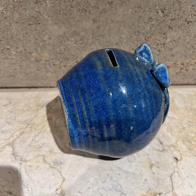 1970s Blue Cat Piggy Bank Art Pottery Coin Bank For Sale In San Diego - Image 6 of 8