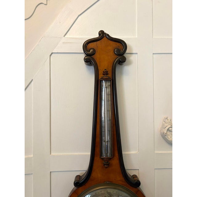 Antique Victorian English Walnut Wheel Barometer from G & L Guanziroli London, 1860 For Sale - Image 6 of 8