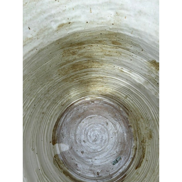 Large Ivory Glazed Terracotta Planter With Flared Rim For Sale - Image 9 of 9