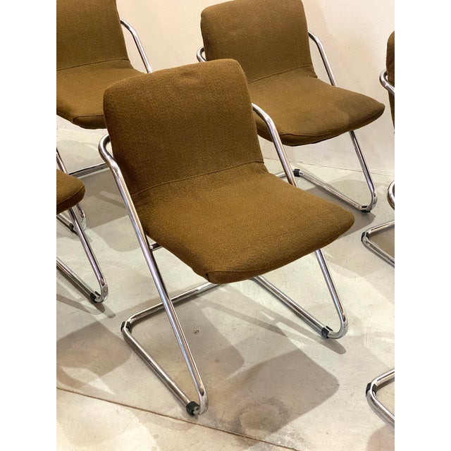 Mid-Century Modern Vintage Steel Dining Chairs, 1970s, Set of 6 For Sale - Image 3 of 15