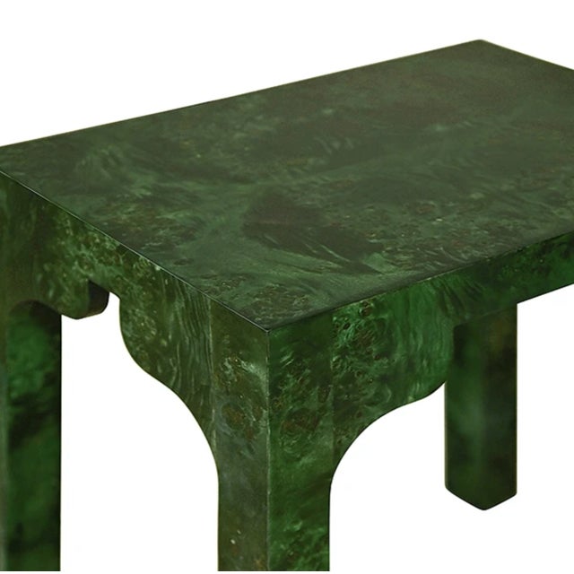 Worlds Away Matthew Izzo Home Hannah Emerald Green Burl Wood Occasional Table For Sale - Image 4 of 6