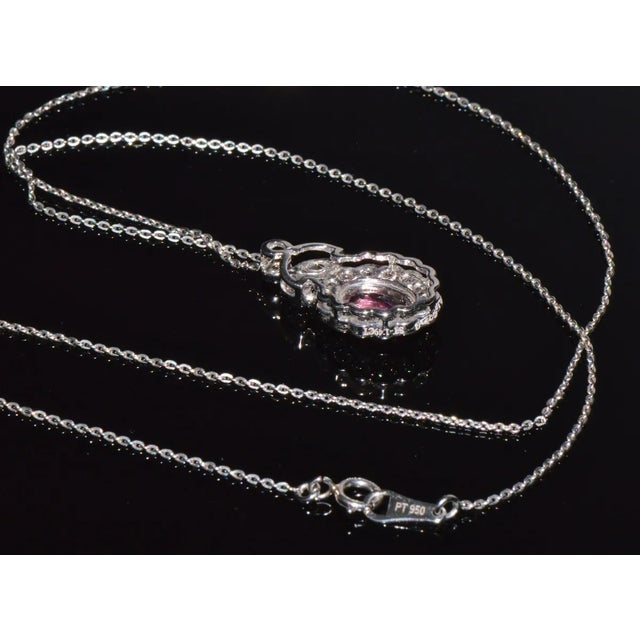 GIA Certified Natural 2.35CTS VS F Diamond Pink Sapphire 18K Solid Gold Platinum Chain Necklace For Sale - Image 4 of 10