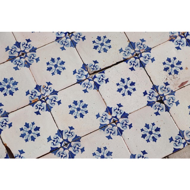 19th Century Floral Blue & White Set of Sixty Portuguese Tiles For Sale - Image 10 of 18