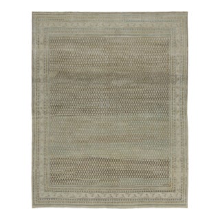 Antique Distressed Saraband Rug With Paisley Grid in Green Hues - Rug & Kilim For Sale