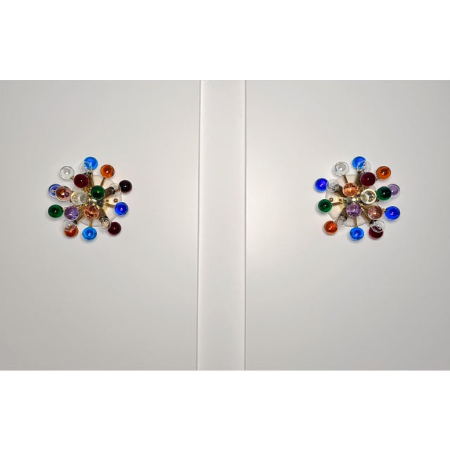 Murano Glass and Brass Sputnik Wall Sconces, 1990s, Set of 2 For Sale - Image 15 of 16