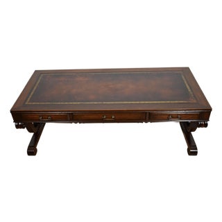 1930 Weiman English Regency Mahogany & Leather Top Coffee Table For Sale