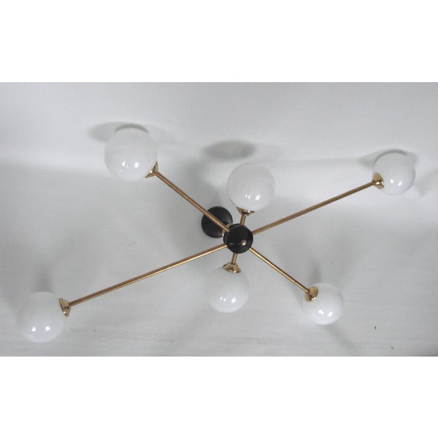 Metal Vintage Chandelier in Brass and Glass from Stilnovo, 1960s For Sale - Image 7 of 8