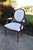 Vintage (1980's) Oval Back Arm Chair has a Francesca Louis XVI Style. Made by Ethan Allen. The Frame is Wood. Carved. The...