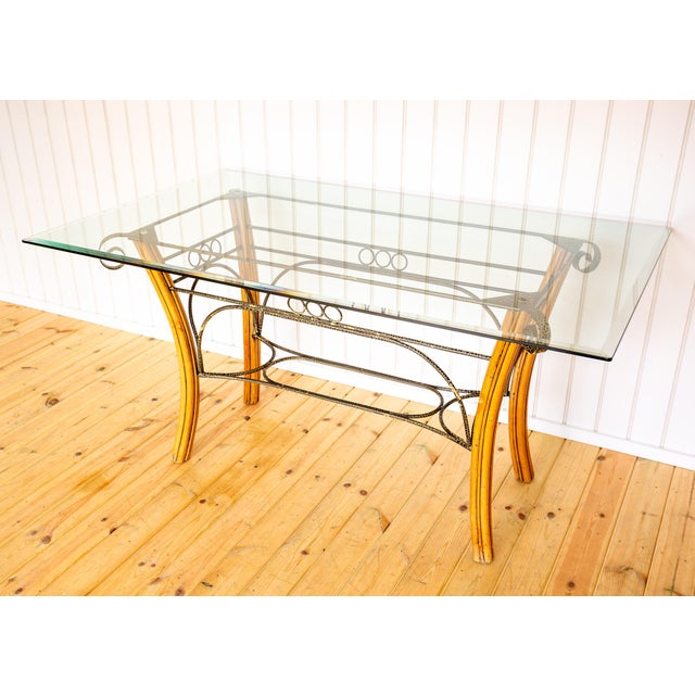 Vintage Bohemian Glass Dining Table and Armchairs, 1970s, Set of 5 For Sale - Image 4 of 18