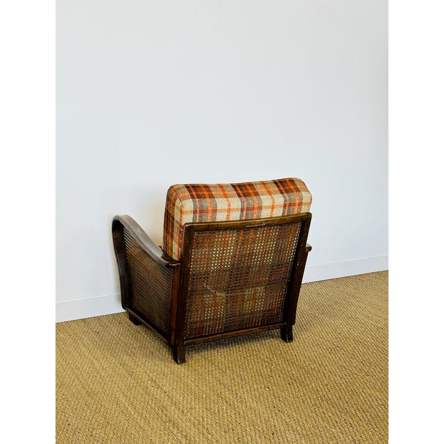 Vintage Lounge Chair in Bentwood and Checkered Fabric, 1960s For Sale - Image 4 of 15