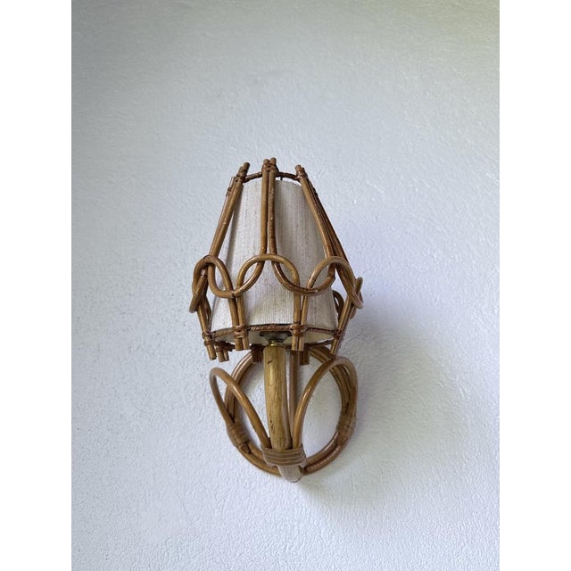 Rattan Wall Sconces by Louis Sognot, 1960, Set of 2 For Sale - Image 15 of 18