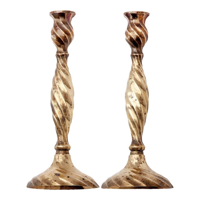 Mid 20th Century Twisted Candlesticks- a Pair For Sale