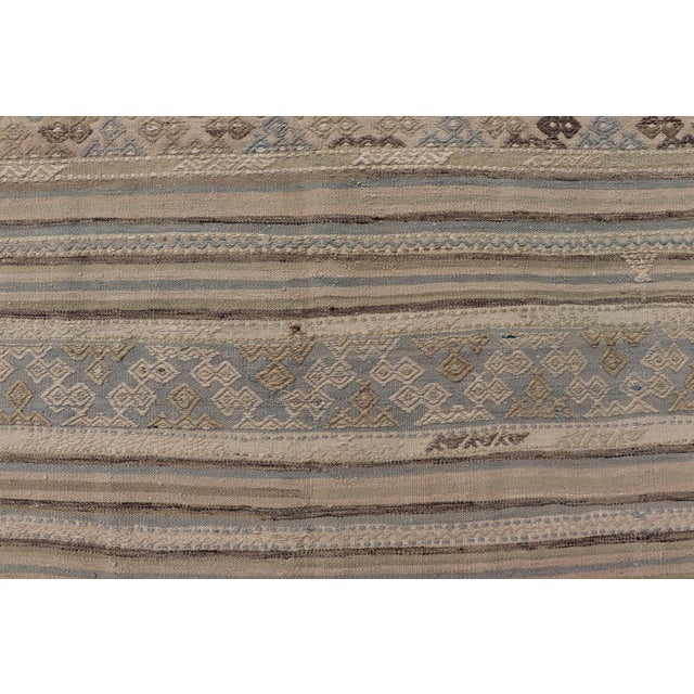 Turkish Vintage Kilim With Embroidered Motifs in Earthy Tones 5'3" X9'0" For Sale - Image 9 of 12